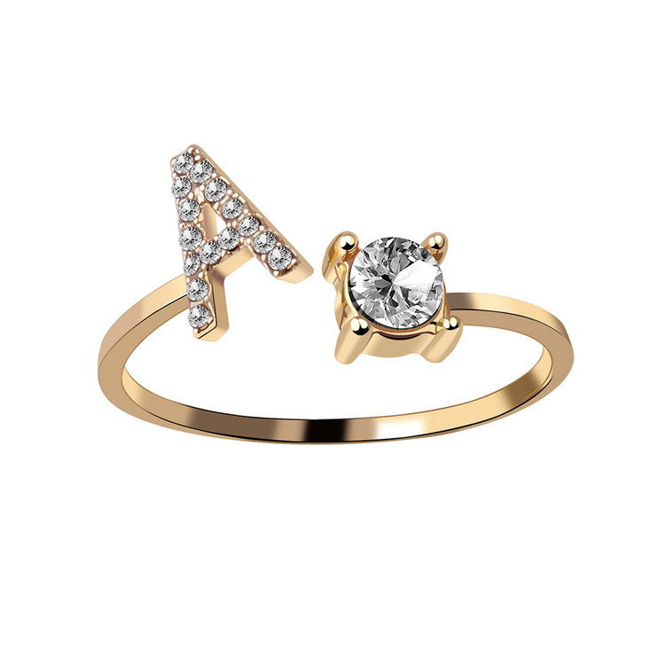 New Design Adjustable 26 Initial Letter Ring Fashion Jewelry For Women Simple Elegant Jewelry - view 3