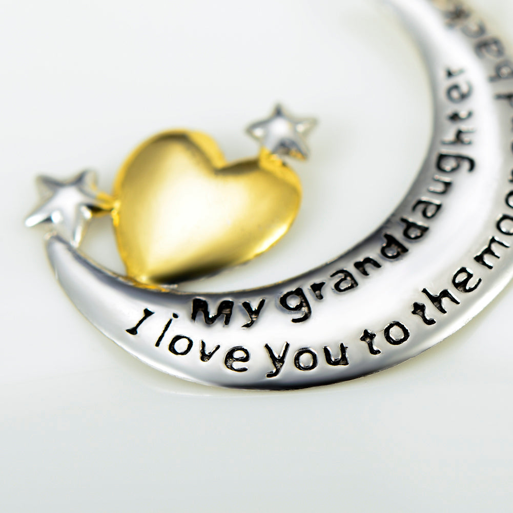Crescent and Heart Silver Pendant Necklace - product view 7
