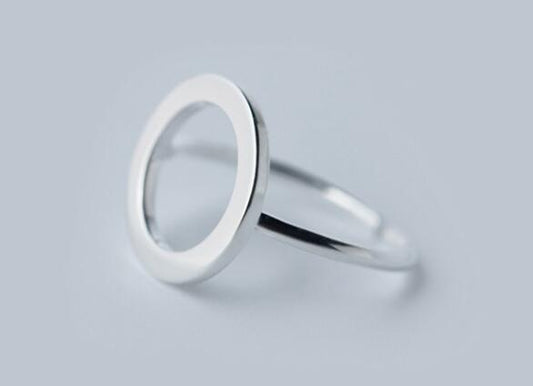 Open Circle Silver Statement Ring - view 1