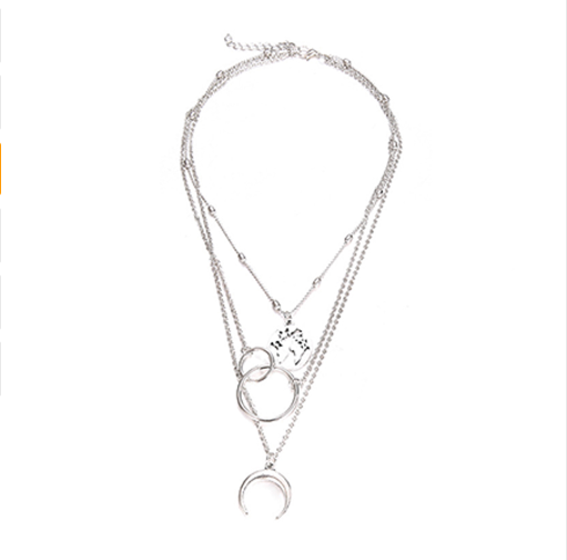 Fashionable Multilayer Boho Moon Map Necklace - view 3