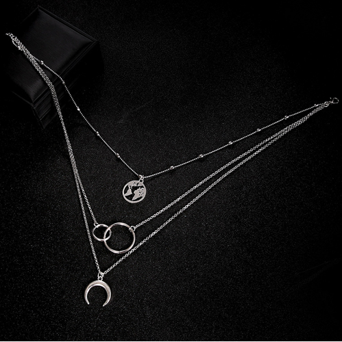 Fashionable Multilayer Boho Moon Map Necklace - view 5