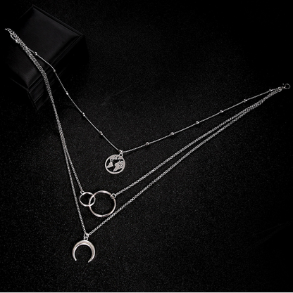 Fashionable Multilayer Boho Moon Map Necklace - view 5