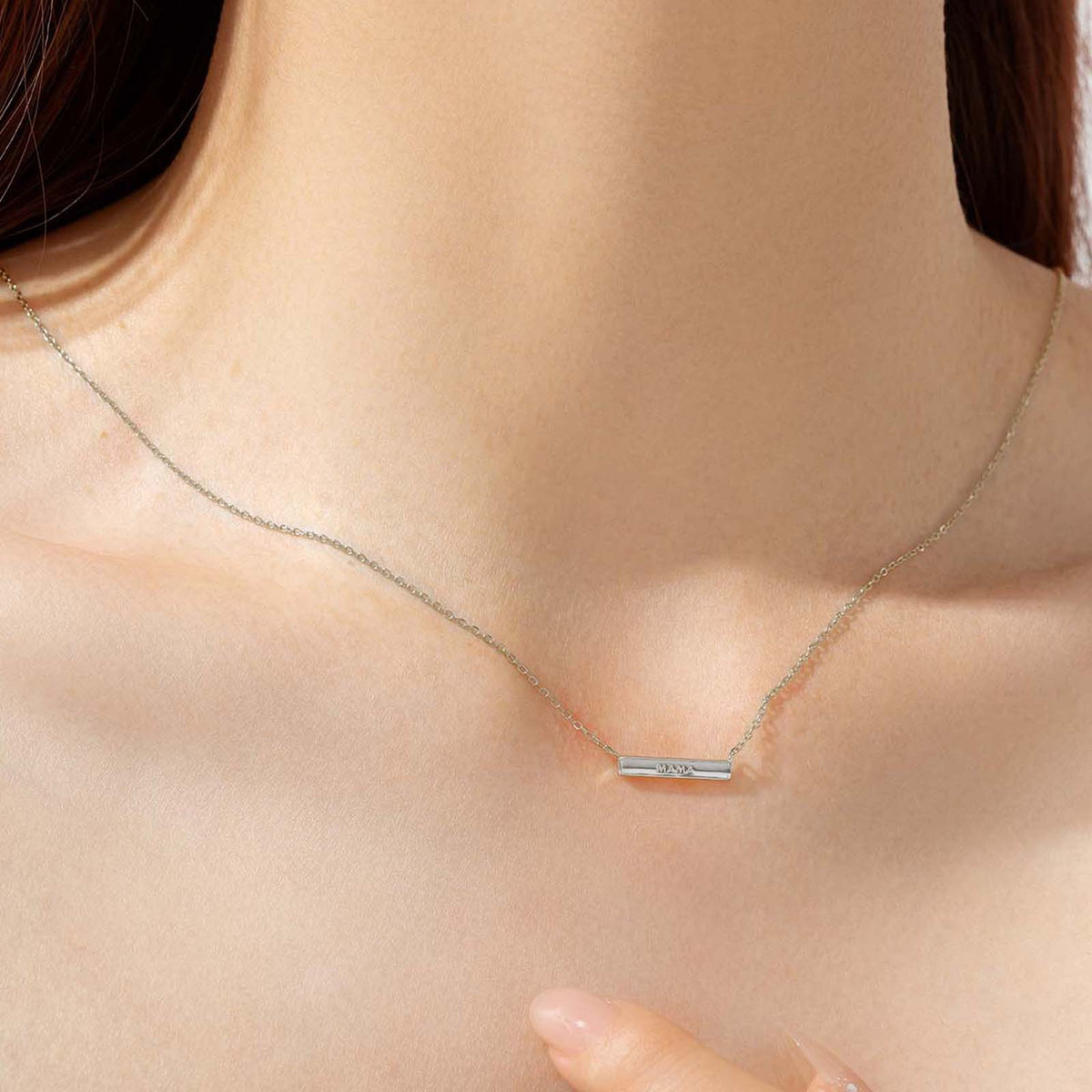 Horizontal Bar Necklace in Gold-Tone S925 Silver - view 1