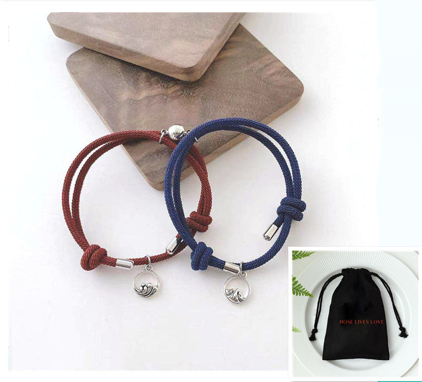 Hand-Woven Ancient Silver Love Vows Magnet Lovers Bracelet - view 6