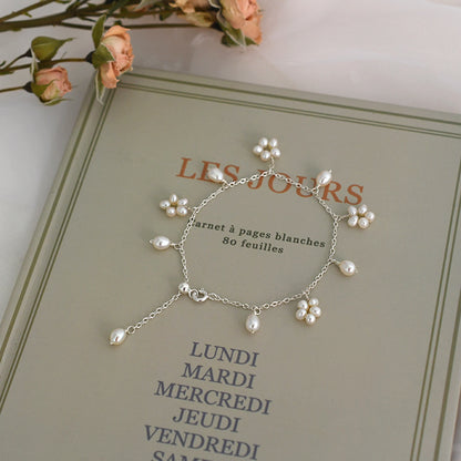 Freshwater Pearl Flower-Cluster Bracelet with Silver Details - view 4