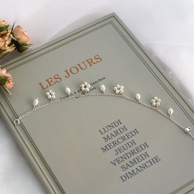 Freshwater Pearl Flower-Cluster Bracelet with Silver Details - view 2
