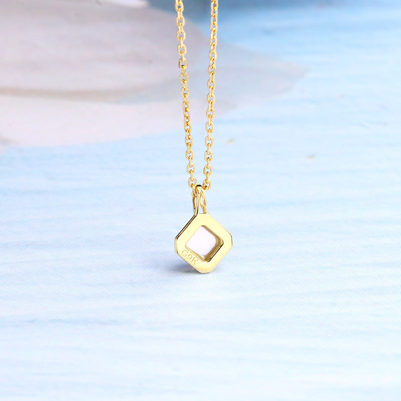 Square Purple Amethyst Pendant Necklace in S925 Silver - product view 2