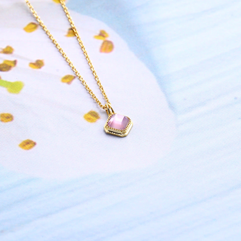 Square Purple Amethyst Pendant Necklace in S925 Silver - product view 4