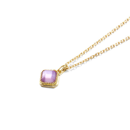 Square Purple Amethyst Pendant Necklace in S925 Silver - product view 3