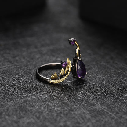Purple Amethyst Gem-Set Silver Ring - product view 3