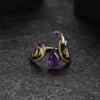 Purple Amethyst Gem-Set Silver Ring - product view 1