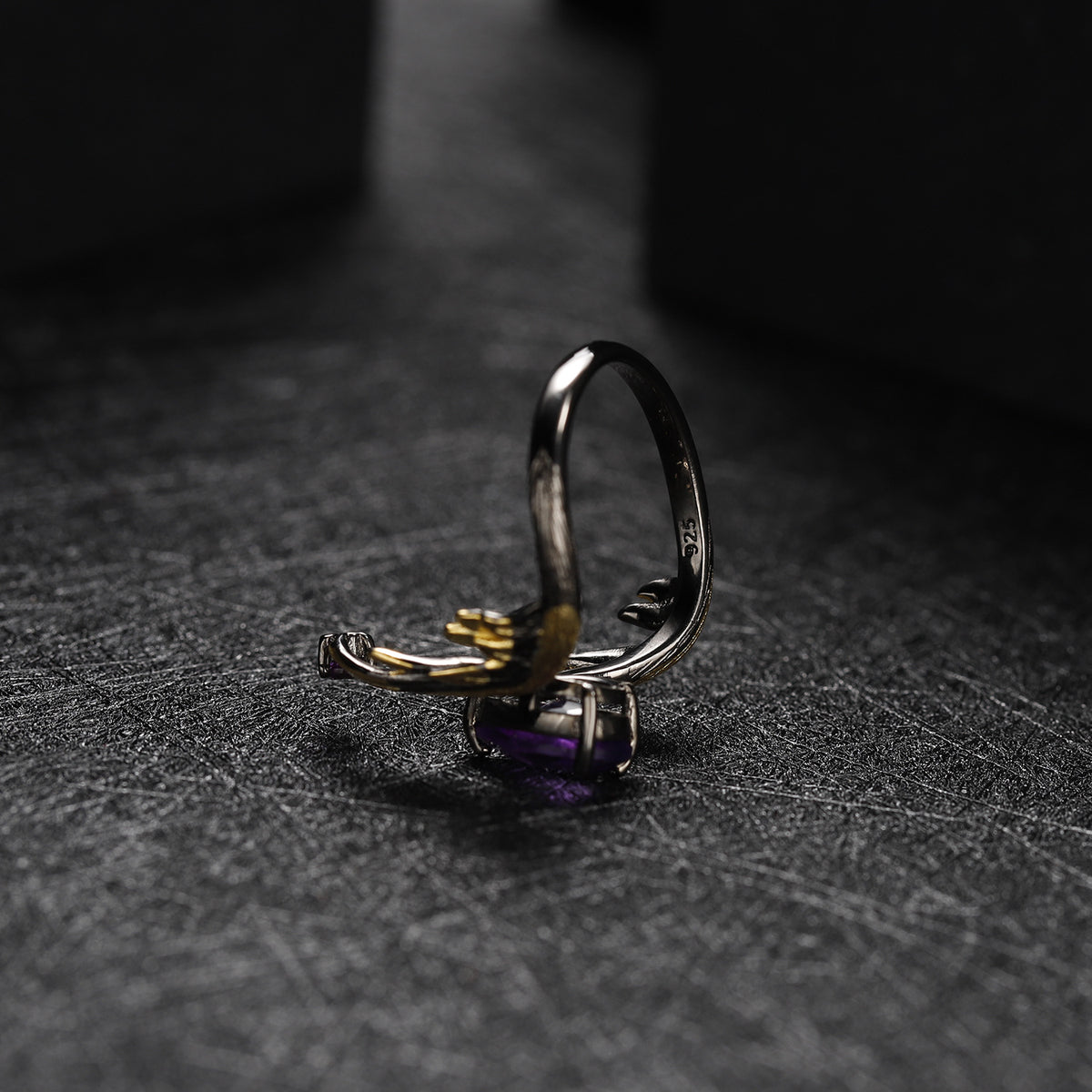 Purple Amethyst Gem-Set Silver Ring - product view 2