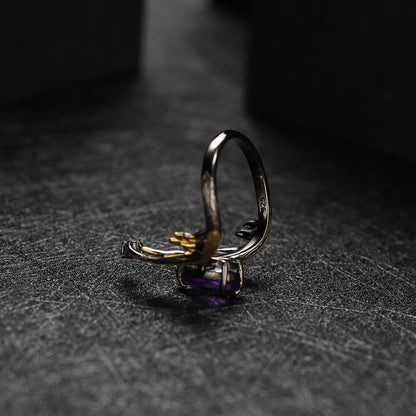 Purple Amethyst Gem-Set Silver Ring - product view 2
