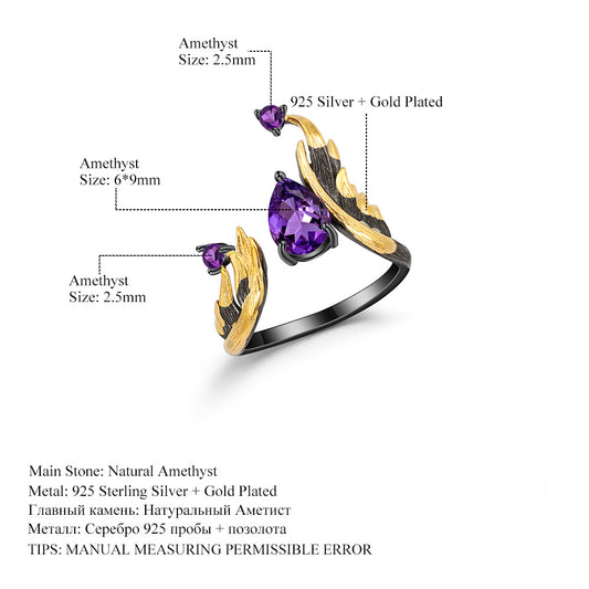 Purple Amethyst Gem-Set Silver Ring - view 1