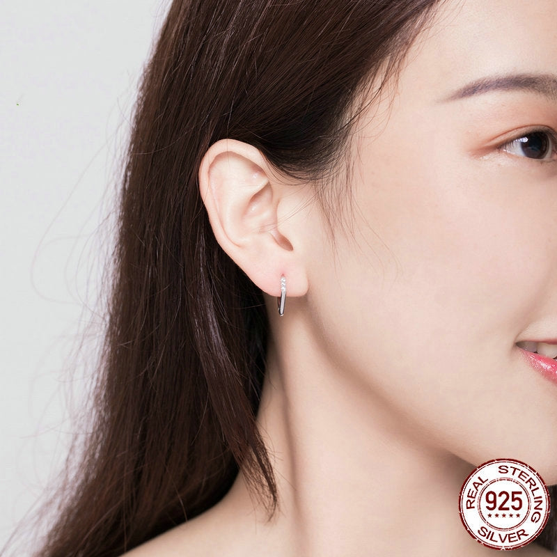 Angular Silver Hoop Earrings - product view 2