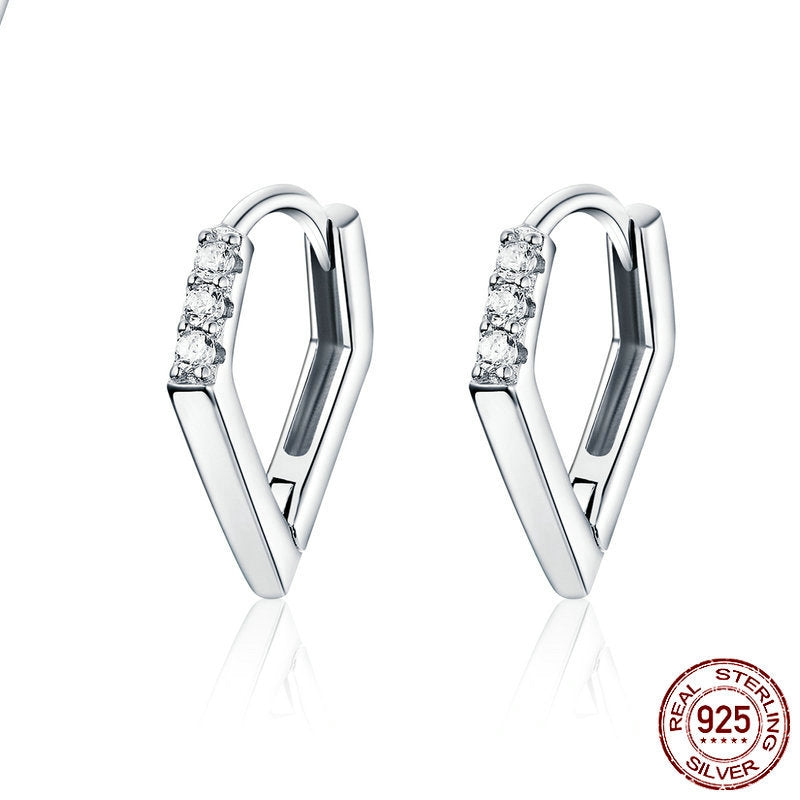 Angular Silver Hoop Earrings - product view 1