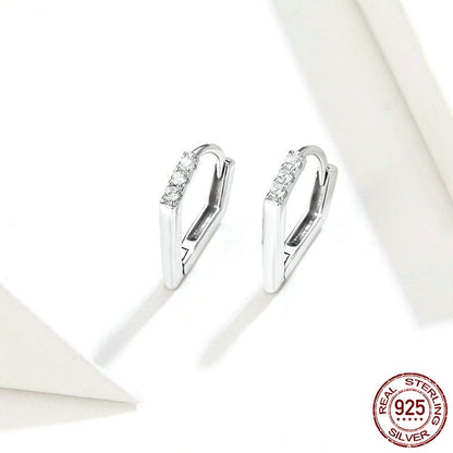 Angular Silver Hoop Earrings - product view 4