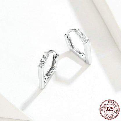 Angular Silver Hoop Earrings - product view 5