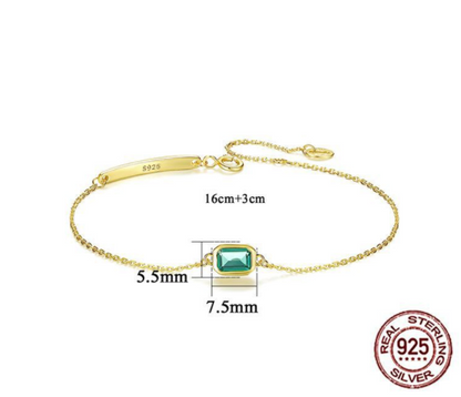 Green-Accent Slider Bracelet in Gold-Tone S925 Silver — product photograph 2