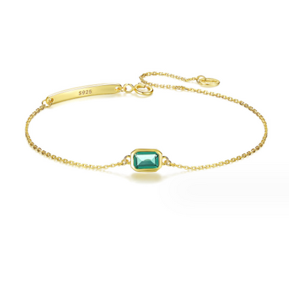 Green-Accent Slider Bracelet in Gold-Tone S925 Silver — product photograph 4