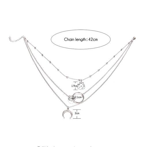 Fashionable Multilayer Boho Moon Map Necklace - view 2