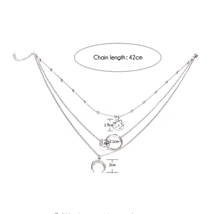 Fashionable Multilayer Boho Moon Map Necklace - view 2