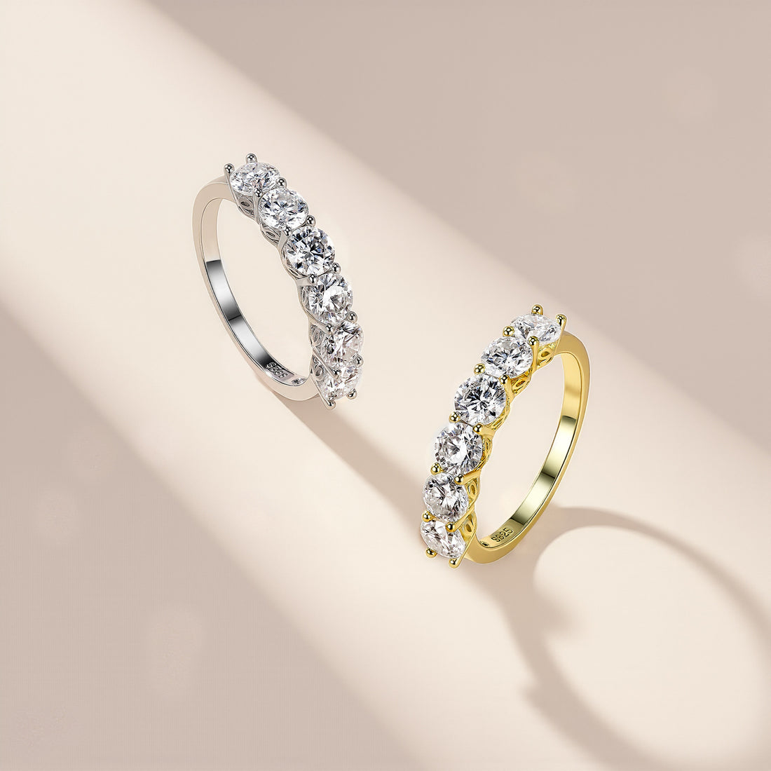 S925 Sterling Silver Moissanite Ring Women's Band Style