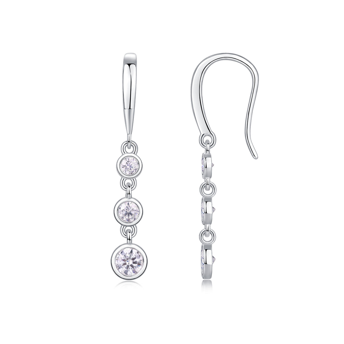 Classic Multi-diamond Set Moissanite Silver Earrings
