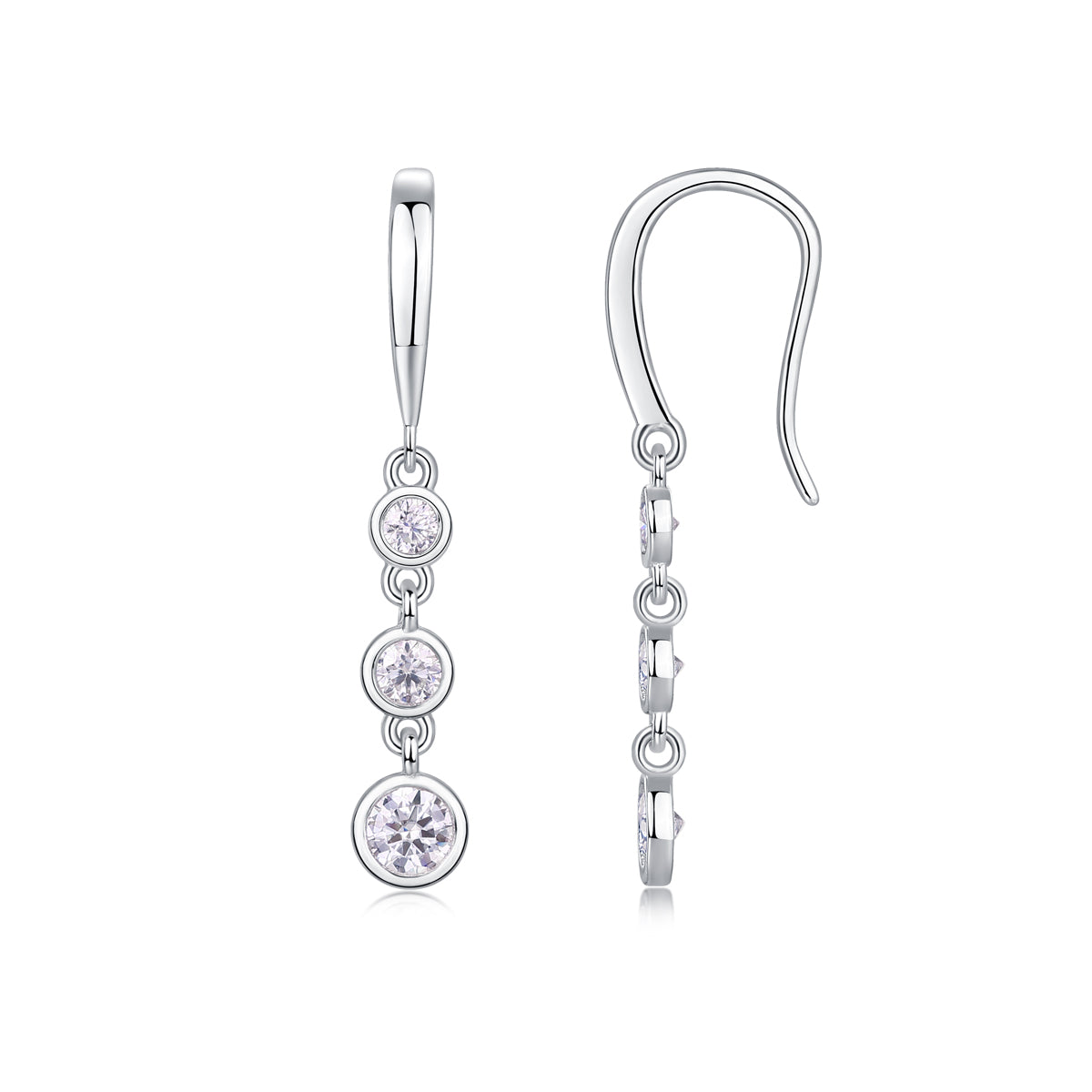 Classic Multi-diamond Set Moissanite Silver Earrings