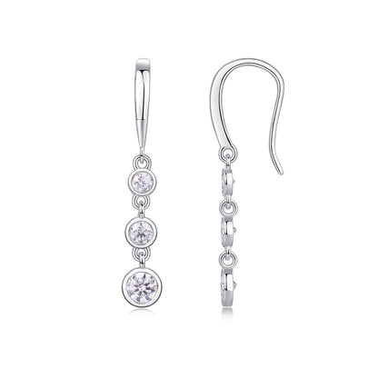 Classic Multi-diamond Set Moissanite Silver Earrings