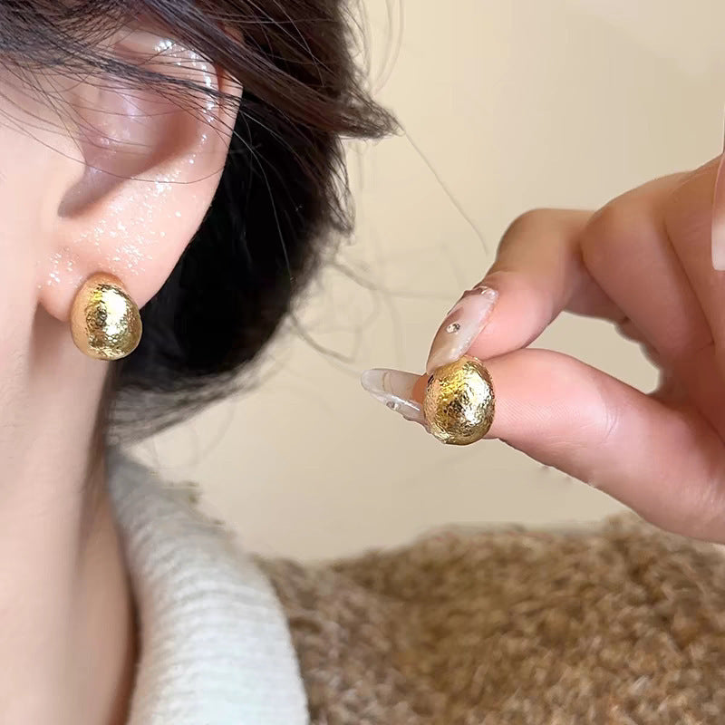 925 Silver Needle Internet Celebrity Same Style Gold Earrings Women's Light Luxury...