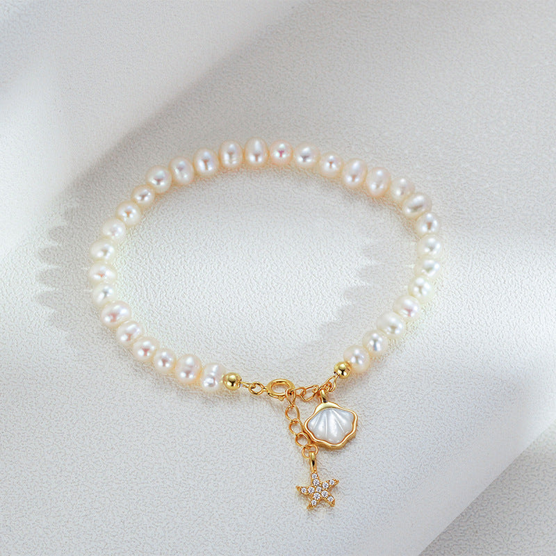 Pearl & Silver Accent Bracelet with Gold-Tone Details - view 3