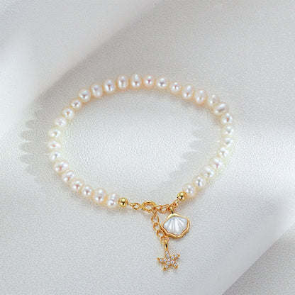 Pearl & Silver Accent Bracelet with Gold-Tone Details - view 3