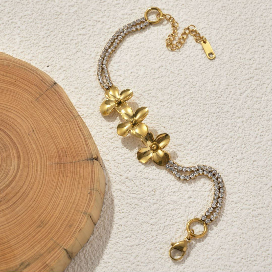 Light Luxury Gold Plated Stainless Steel Flat Bracelet
