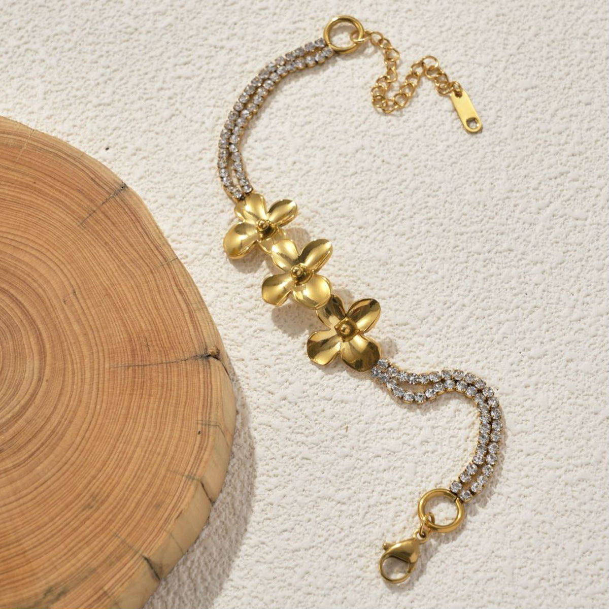 Light Luxury Gold Plated Stainless Steel Flat Bracelet - view 2