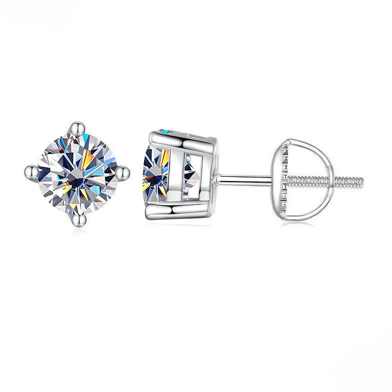 Four-Prong Moissanite Stud Earrings in S925 Silver - product view 1