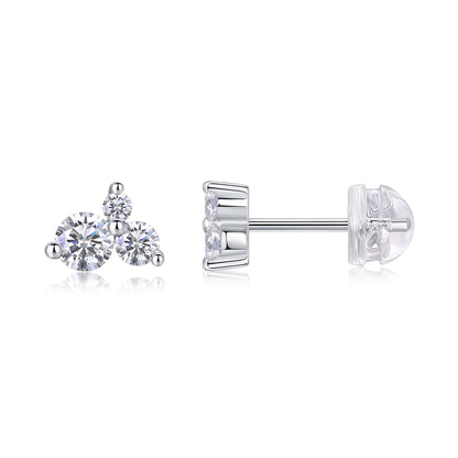 Wave Diamond Set Moissanite Silver Earrings Luxury - view 2
