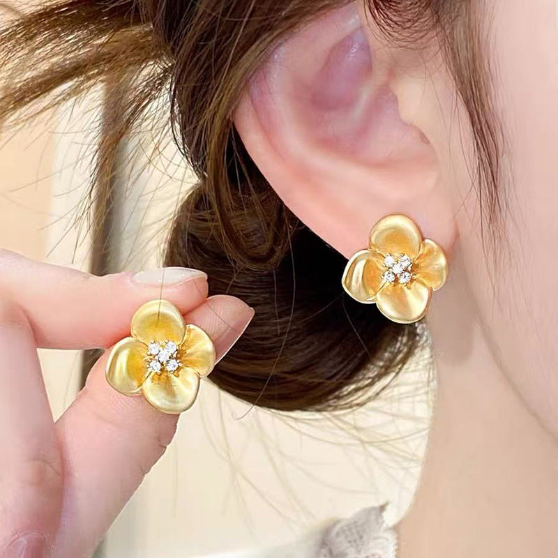 925 Silver Needle Internet Celebrity Same Style Gold Earrings Women's Light Luxury...