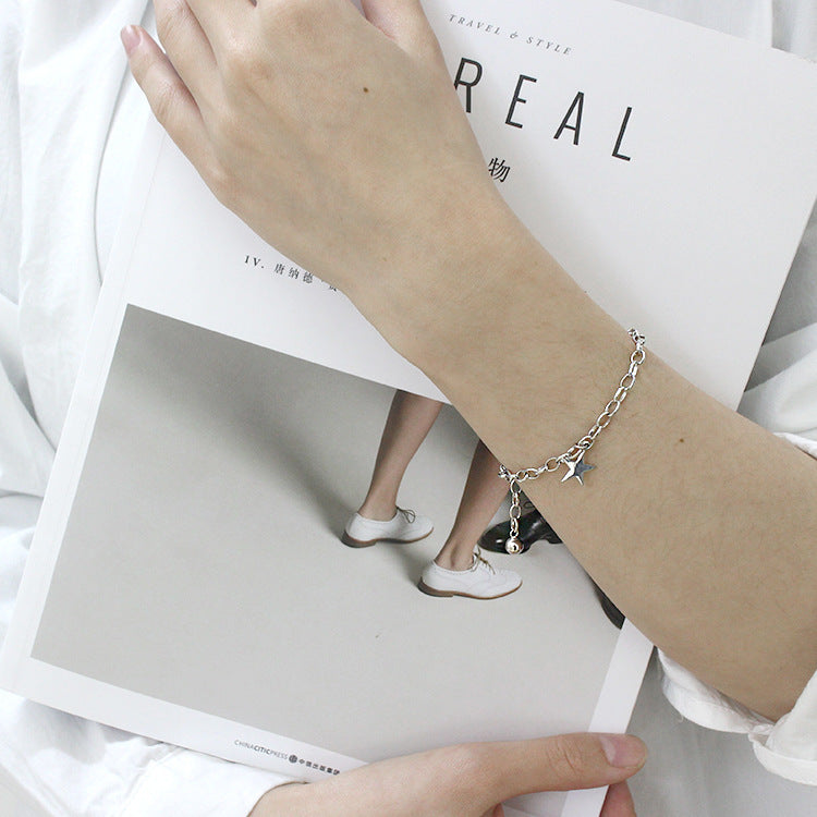 Open-Link Star Charm Bracelet in Silver — product photograph 3