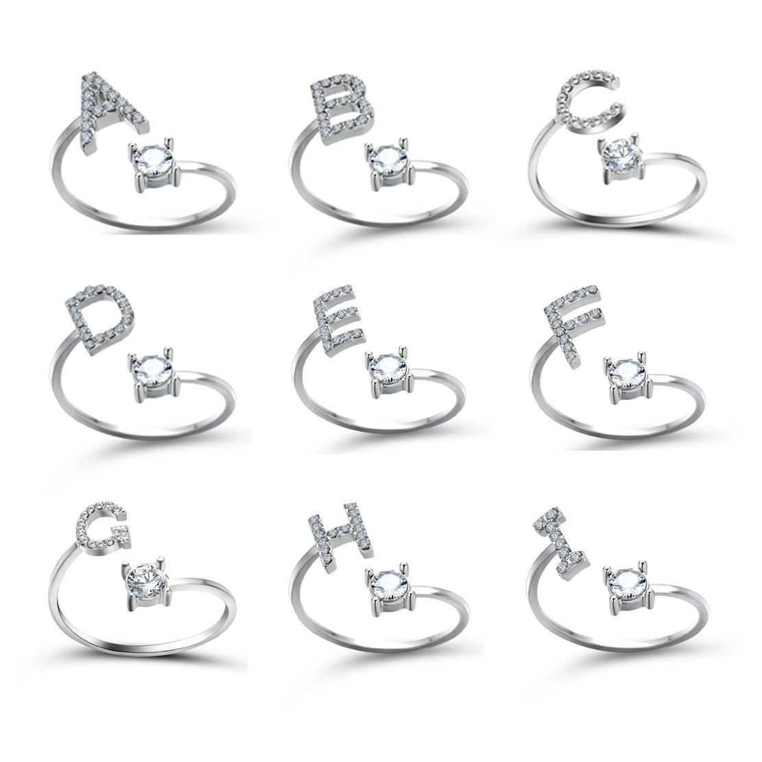 New Design Adjustable 26 Initial Letter Ring Fashion Jewelry For Women Simple Elegant Jewelry - view 2