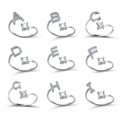 New Design Adjustable 26 Initial Letter Ring Fashion Jewelry For Women Simple Elegant Jewelry - view 2