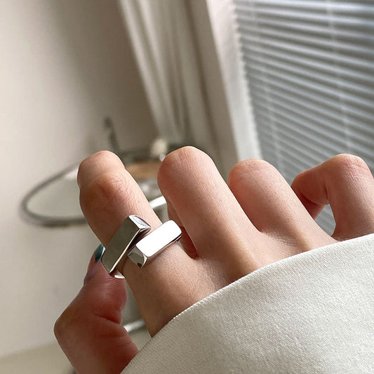 Gold-Tone Geometric Cross Ring in Silver - view 1