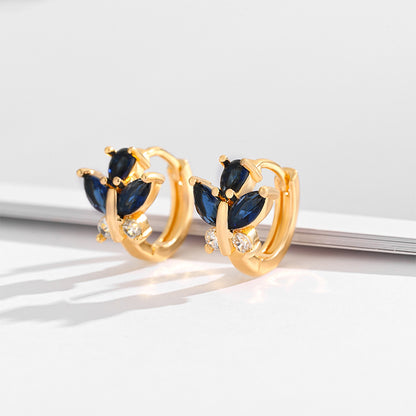 Fashion Multi-style Square Crystal Zircon Ornament Gold Plated Diamond Ear Ring - view 6