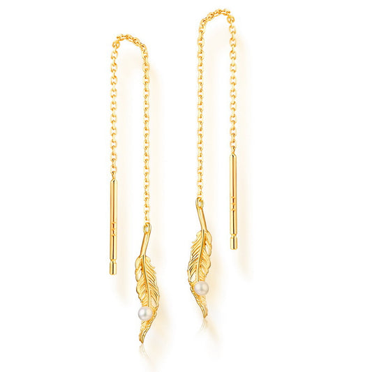 Feather Threader Earrings in S925 Silver - view 1