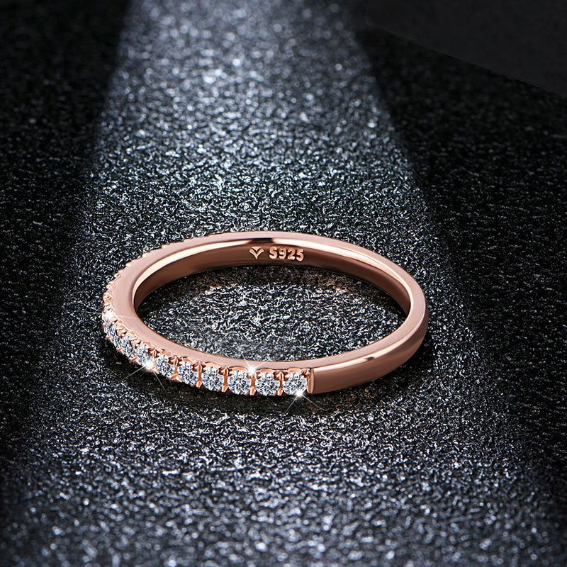 Moissanite Eternity-Style Silver Band Ring - product view 5
