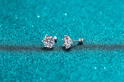 Six-Prong Moissanite Silver Stud Earrings - product view 4