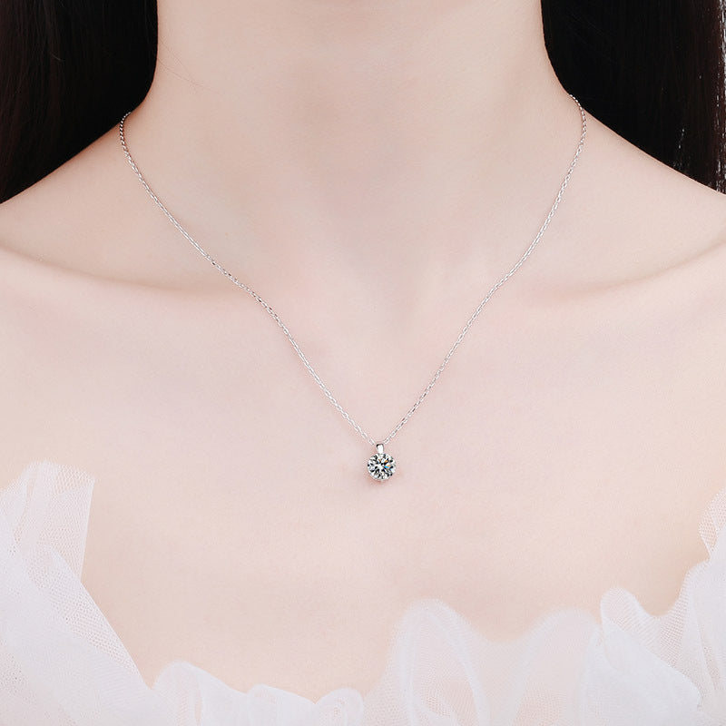 One-Carat Moissanite Necklace in S925 Silver - product view 3