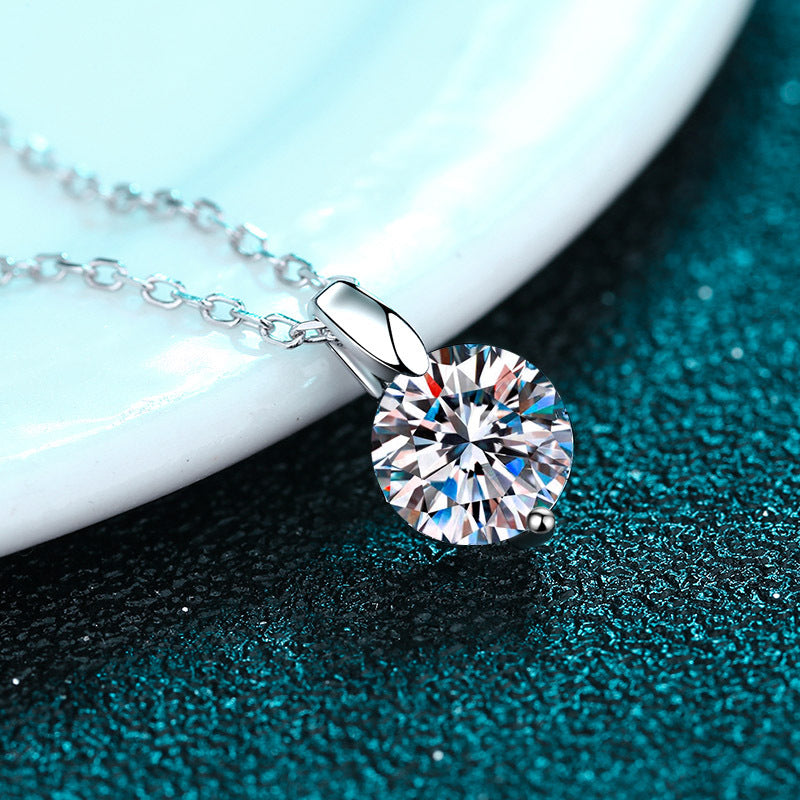 One-Carat Moissanite Necklace in S925 Silver - product view 5