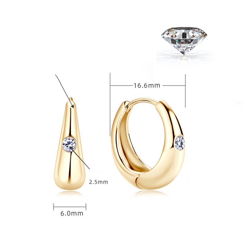 Gold-Tone Moissanite Huggie Earrings - product view 2