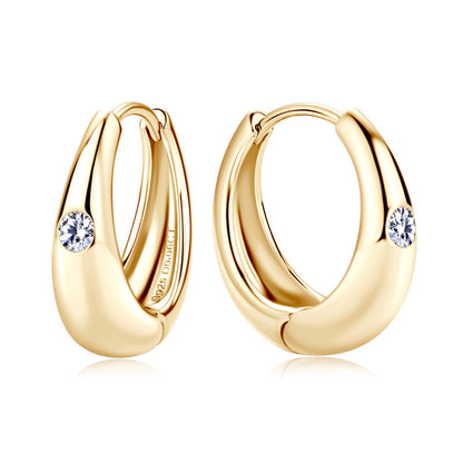 Gold-Tone Moissanite Huggie Earrings - product view 1